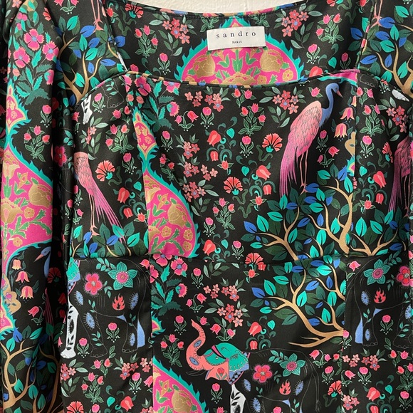 Sandro Ivea Silk Floral Top with puffy sleeves | Size Small - Picture 11 of 14